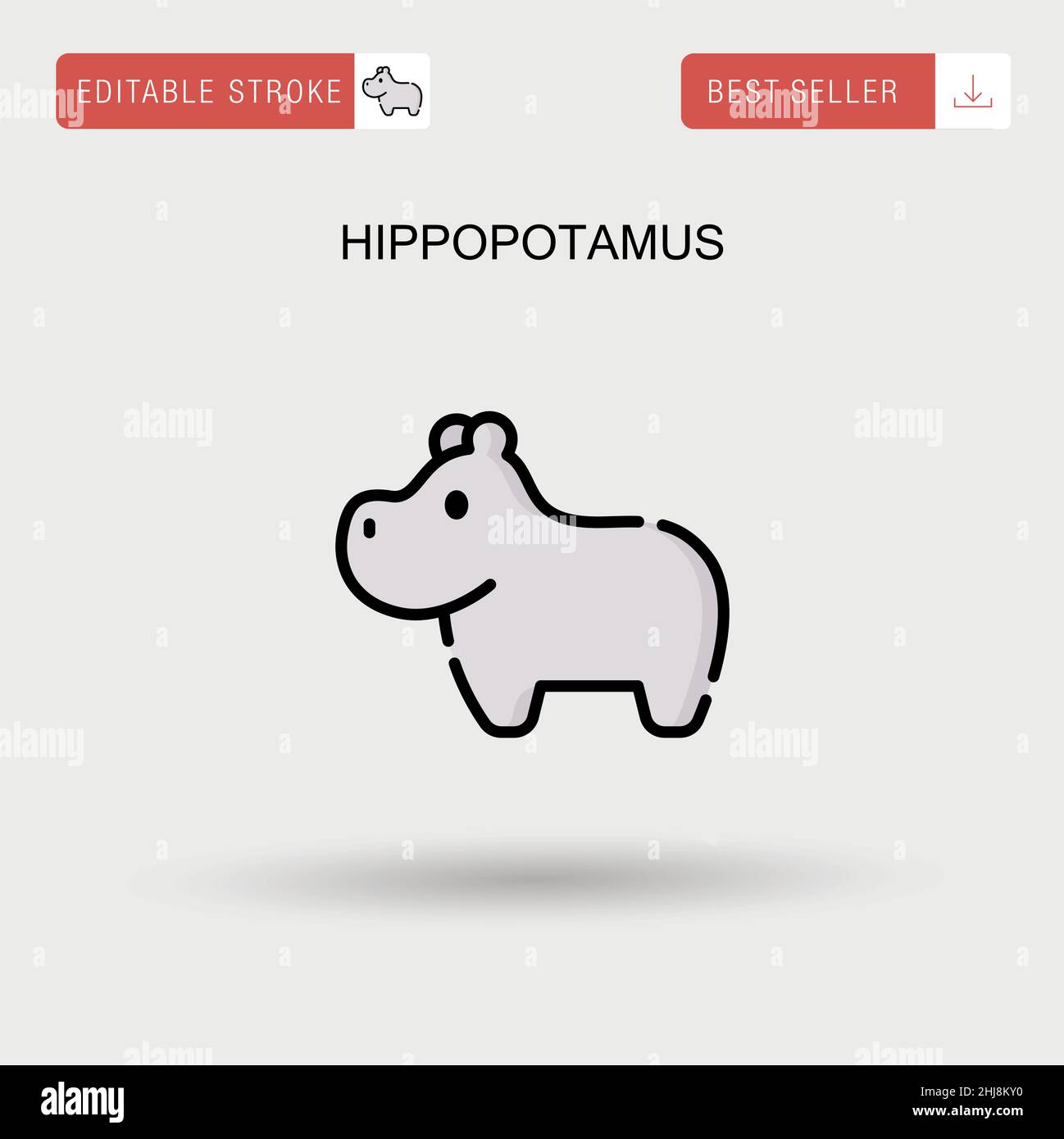 Icône de vecteur simple d'hippopotame. Illustration de Vecteur