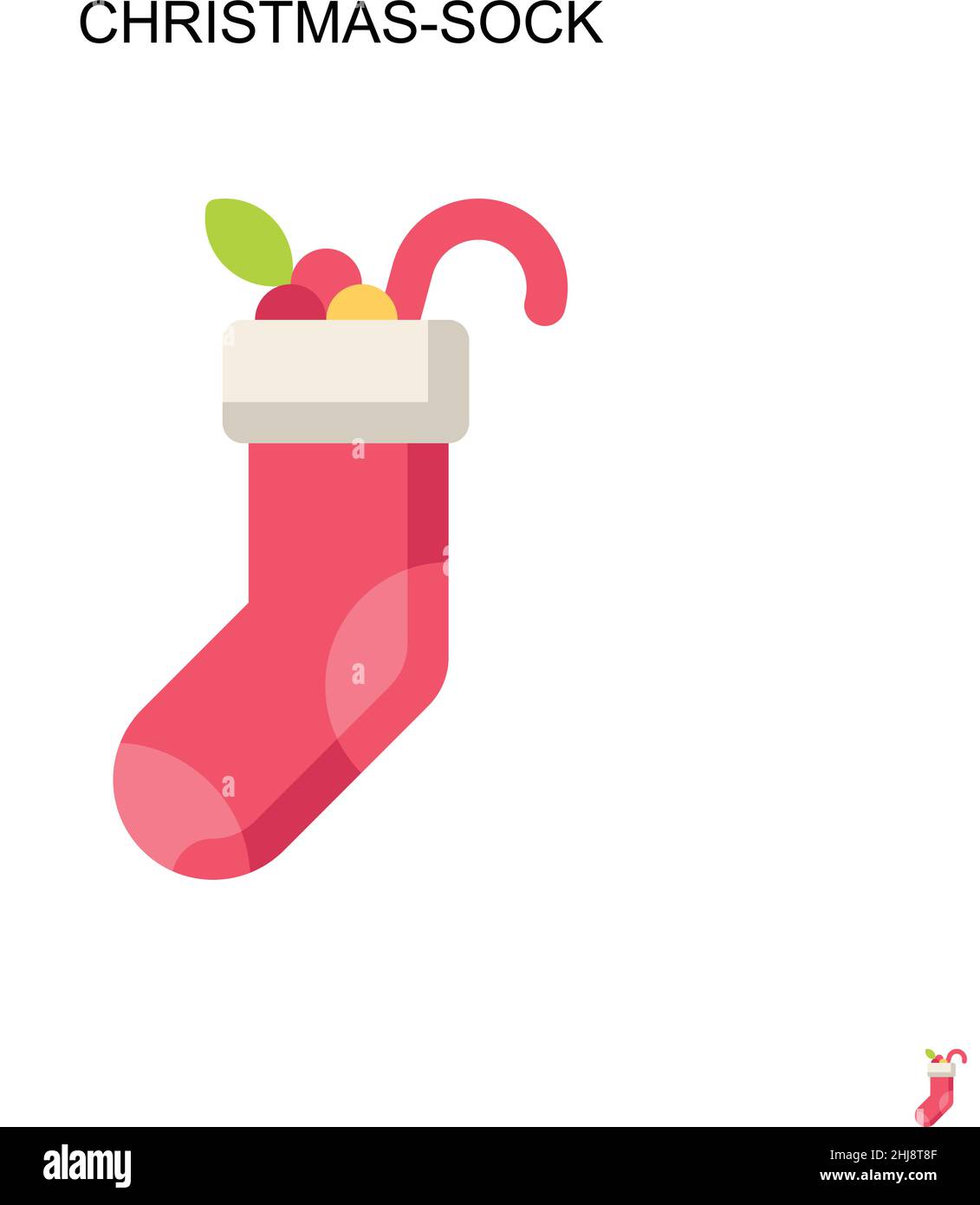 Chaussette de Noël simple icône vectorielle.Modèle de conception de symbole d'illustration pour élément d'interface utilisateur Web mobile. Illustration de Vecteur