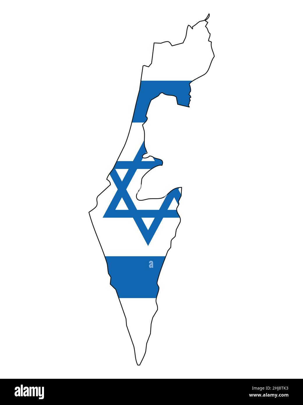 Carte d'Israël avec drapeau - esquisse d'un état avec un drapeau national Illustration de Vecteur
