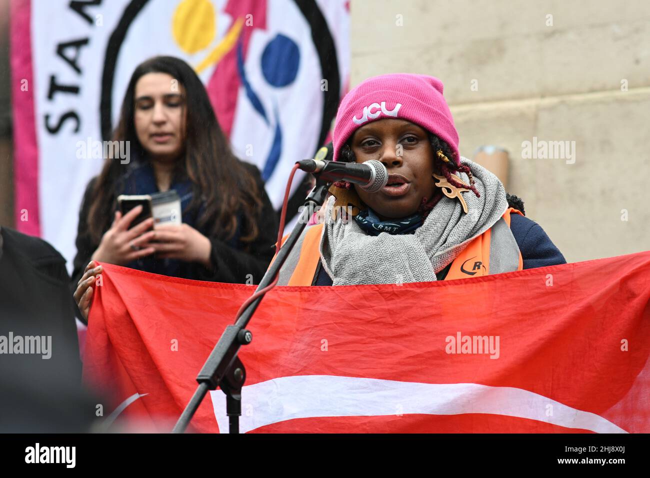 Londres, Royaume-Uni.Janvier 27th 2022.Protestation contre la nationalité « fasciste et raciste » et le projet de loi sur les frontières visant les minorités et les personnes de couleur. Banque D'Images