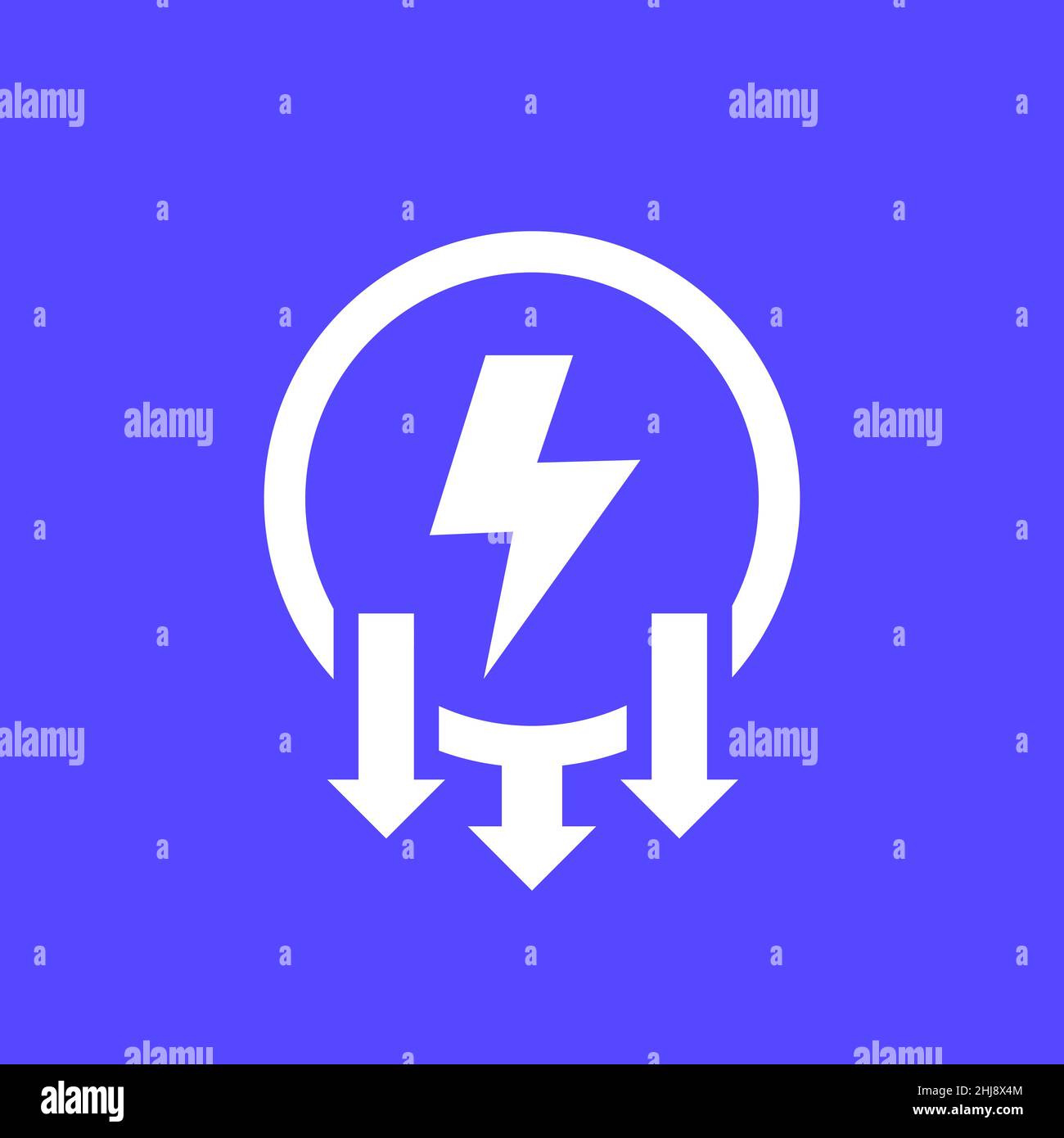 icône de diminution de la consommation électrique, panneau d'électricité Illustration de Vecteur