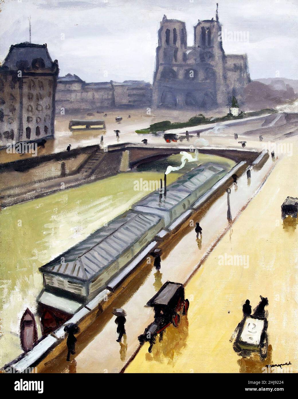 Jour de pluie.Notre Dame de Paris par le peintre Fauvist français Albert Marquet (1875-1947), huile sur toile, 1910 Banque D'Images