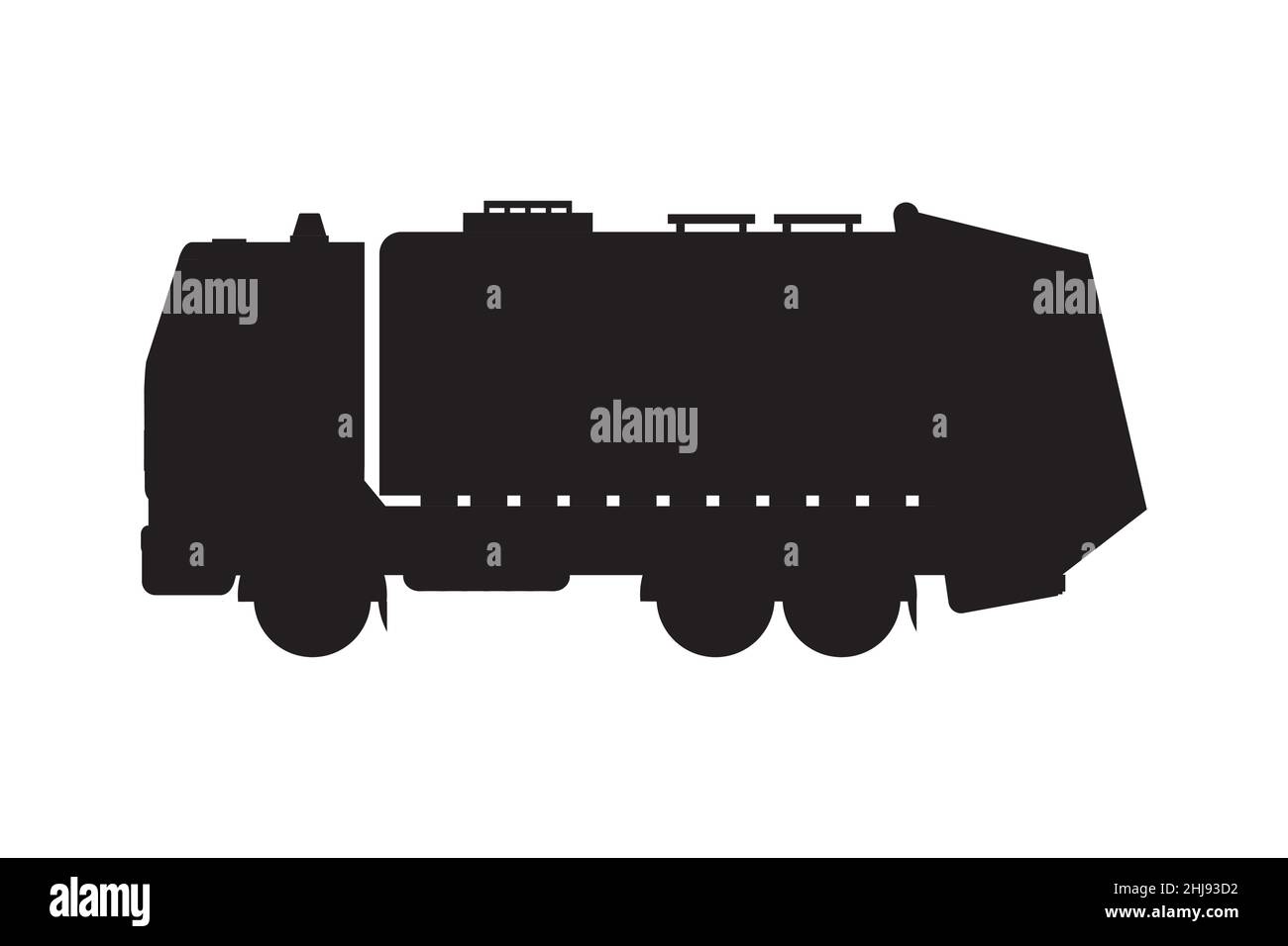 Silhouette de camion à ordures.isolé sur fond blanc.Illustration vectorielle plate Illustration de Vecteur