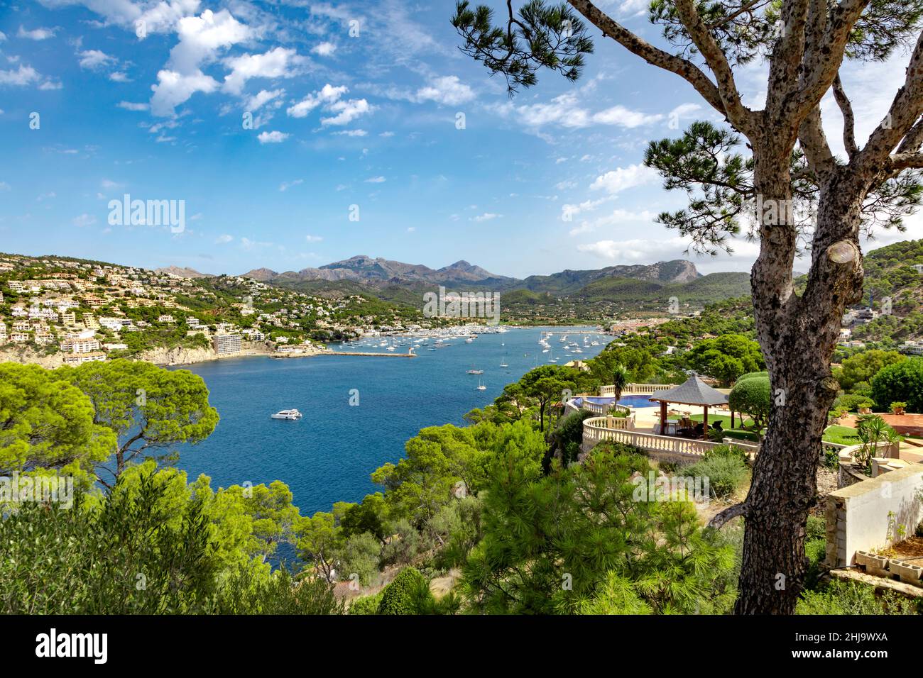 Port Andratx vu par de la Mola, Mallorca, Espagne Banque D'Images