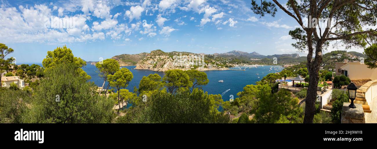 Port Andratx et environs vus par de la Mola, panorama, Majorque, Espagne Banque D'Images
