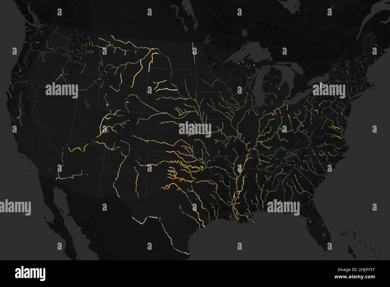 Carte des etats unis avec fleuves Banque de photographies et d’images à — free download