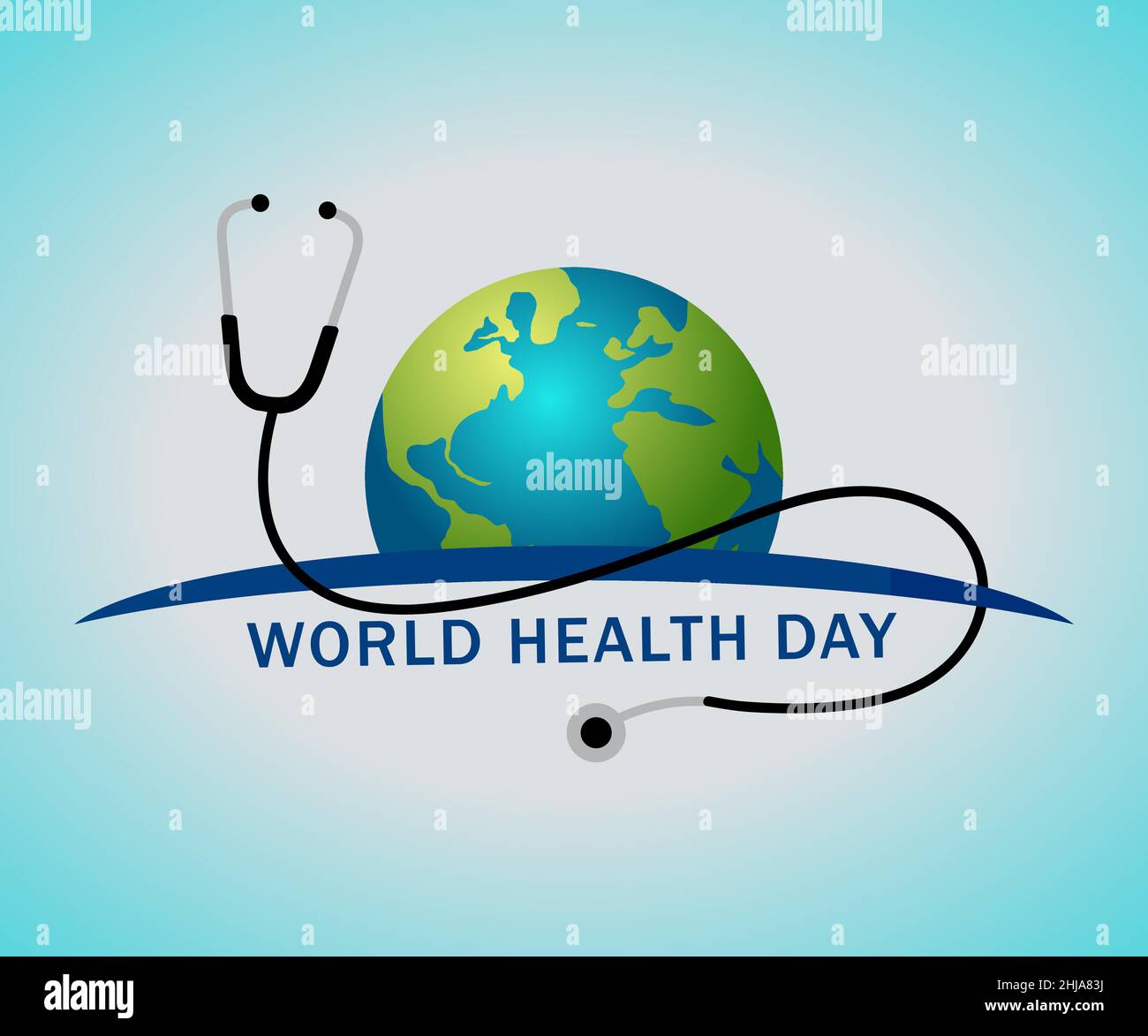 Illustration la Journée mondiale de la santé est une journée mondiale de sensibilisation à la santé qui est célébrée chaque année, avec le concept d'un stéthoscope de médecin. Illustration de Vecteur