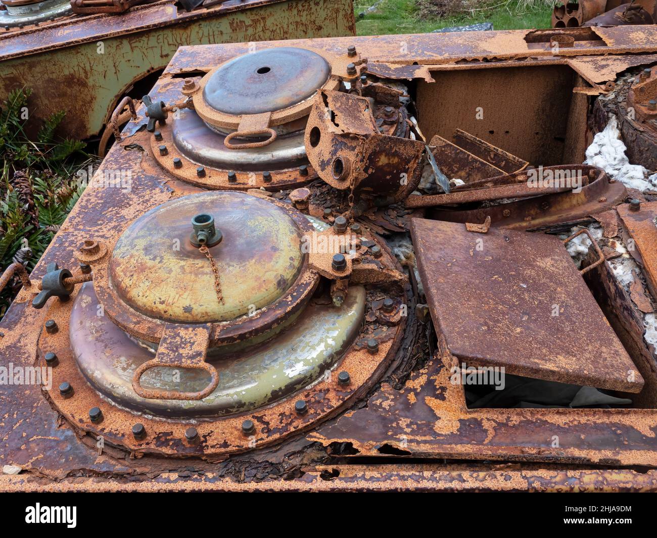 Station de préparation des aliments portable Argentine utilisée pendant le conflit de 1982 sur le montTumbledown, Falklands. Banque D'Images