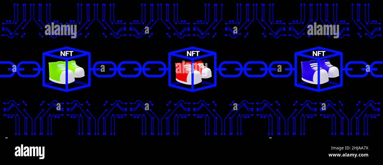 Les jetons non fongibles NFT de sport utilisent la technologie blockchain pour créer des articles numériques uniques pour les clubs de sport, les équipes et les ligues que les fans peuvent acheter à l'aide de crypto Banque D'Images