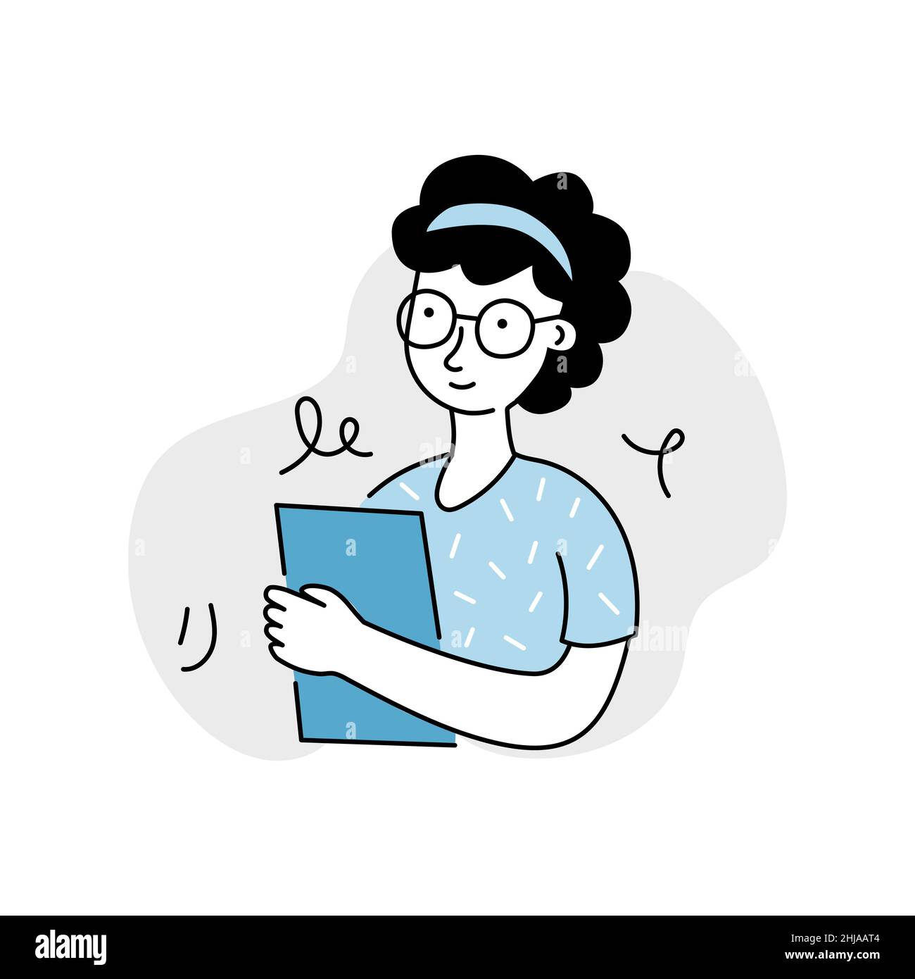 Médecin, icône de ligne infirmière, avatar.Médecin médecine caractère.Illustration vectorielle de style de ligne Doodle Illustration de Vecteur