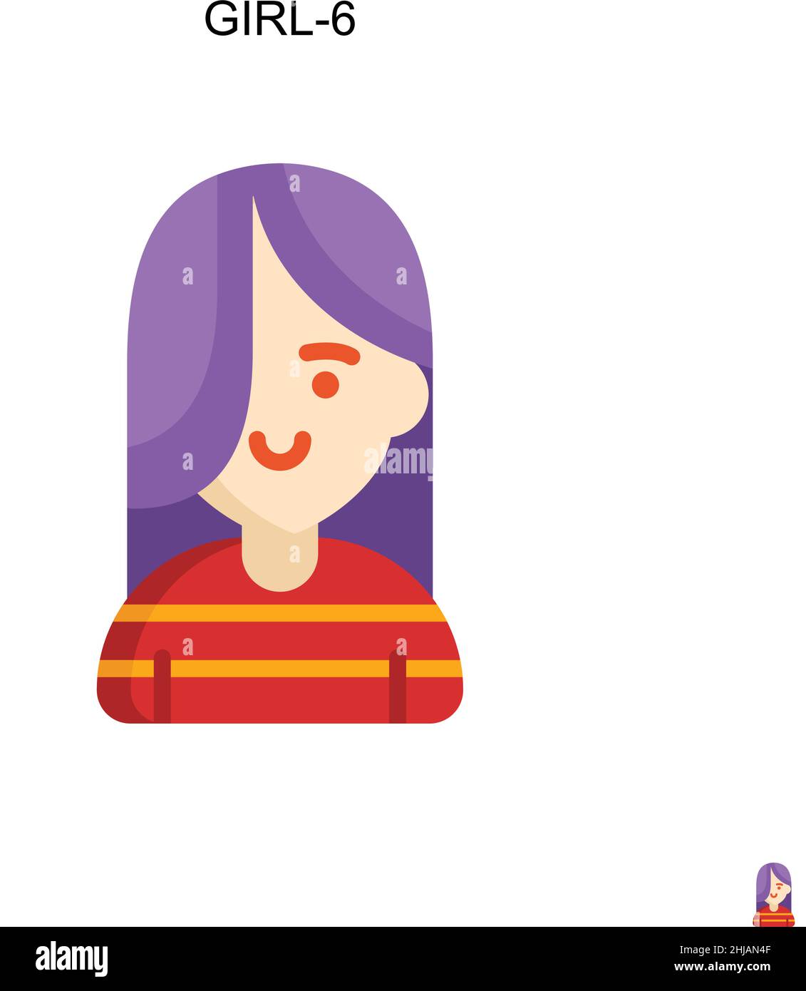 Girl-6 icône vecteur simple.Modèle de conception de symbole d'illustration pour élément d'interface utilisateur Web mobile. Illustration de Vecteur