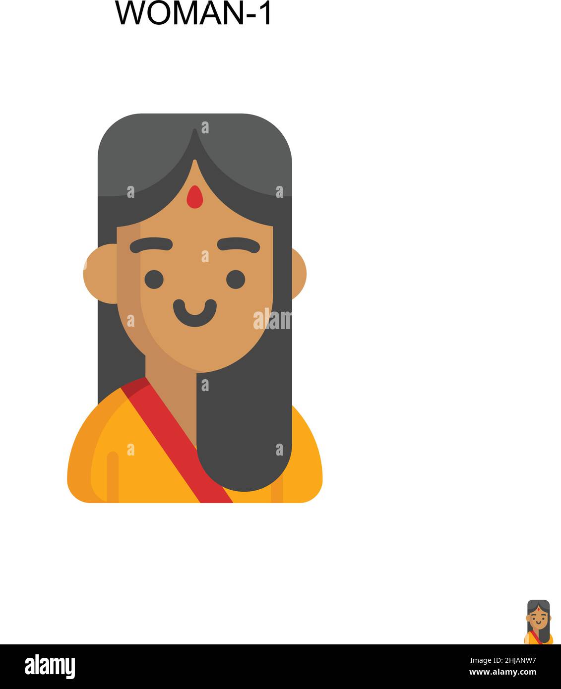 Woman-1 icône de vecteur simple.Modèle de conception de symbole d'illustration pour élément d'interface utilisateur Web mobile. Illustration de Vecteur