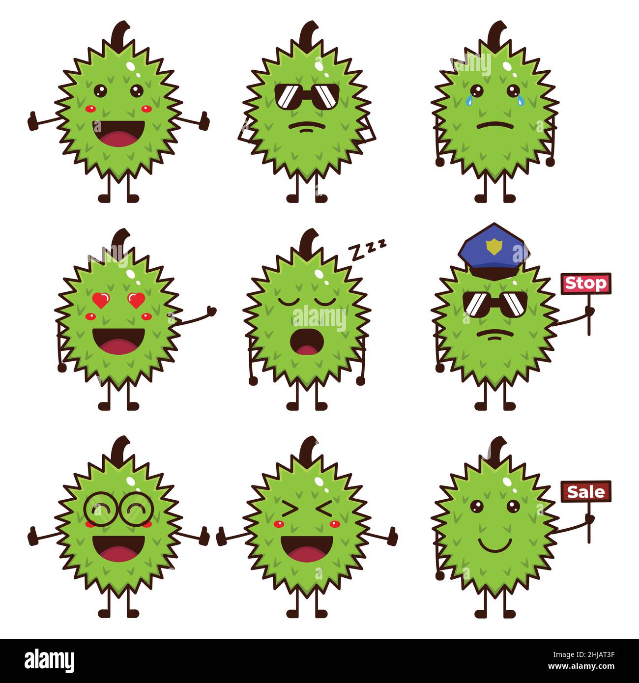 un ensemble de jolis vecteurs d'illustration de fruits duriens dans différents styles Illustration de Vecteur