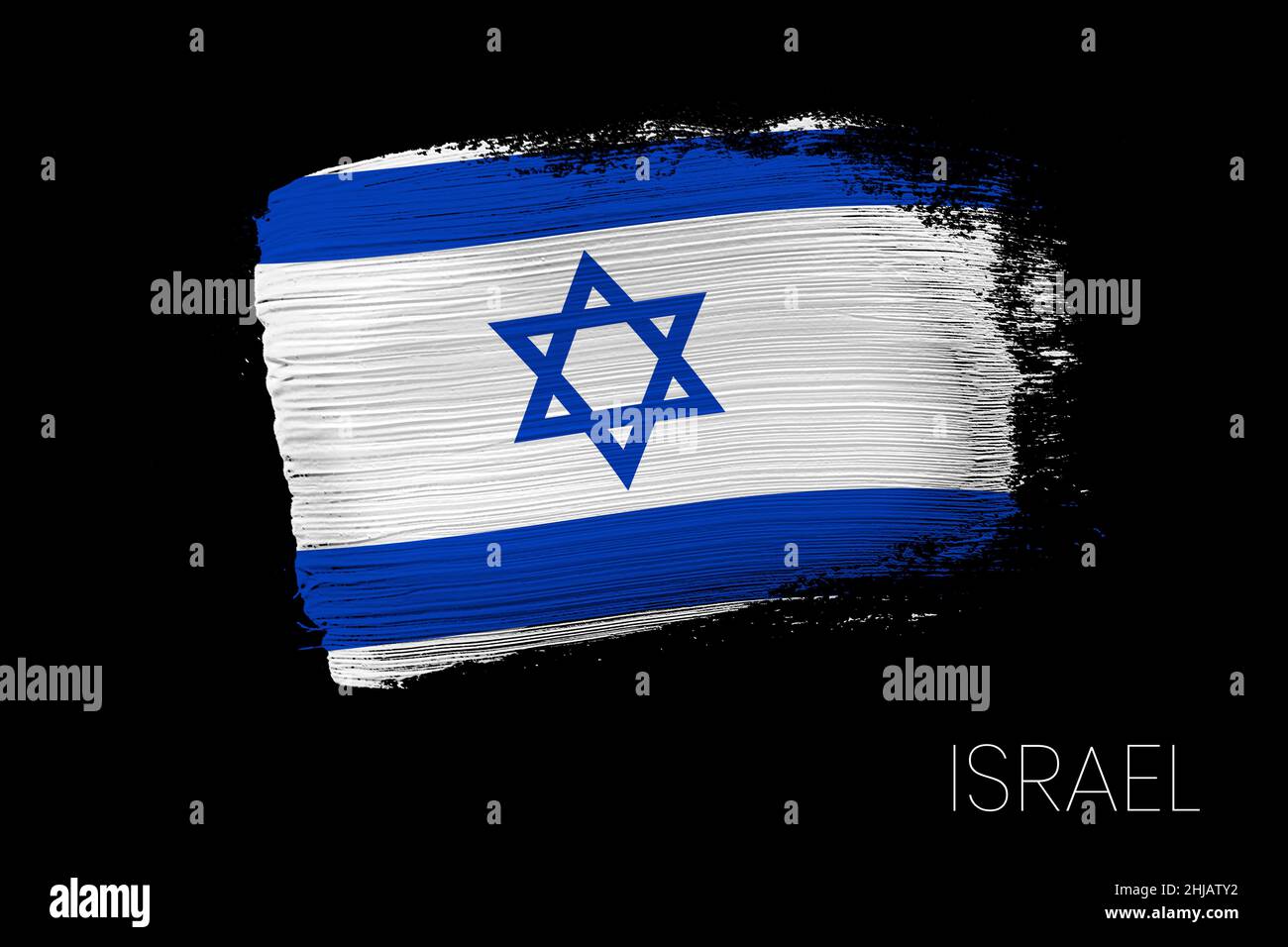 Coup de pinceau grunge avec le drapeau national d'Israël.Aquarelle peinture drapeau d'Israël.Symbole, affiche, bannière du drapeau national.Drawi aquarelle de style Banque D'Images