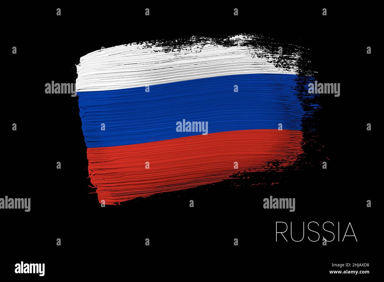 Grunge pinceau avec drapeau national de la Russie.Drapeau de peinture aquarelle de Russie.Symbole, affiche, bannière du drapeau national.Drawi aquarelle de style Banque D'Images