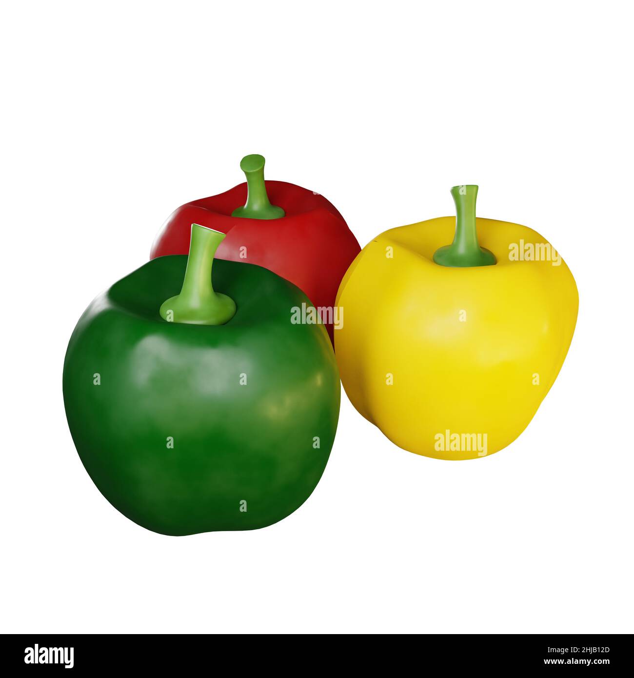 3d rendu de poivrons de différentes couleurs Banque D'Images