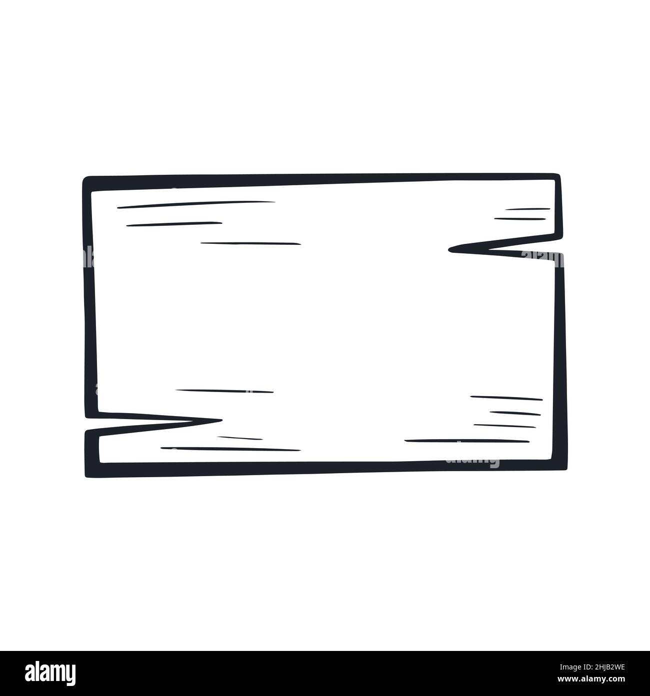 Panneau rectangulaire vide en bois style Doodle Illustration de Vecteur