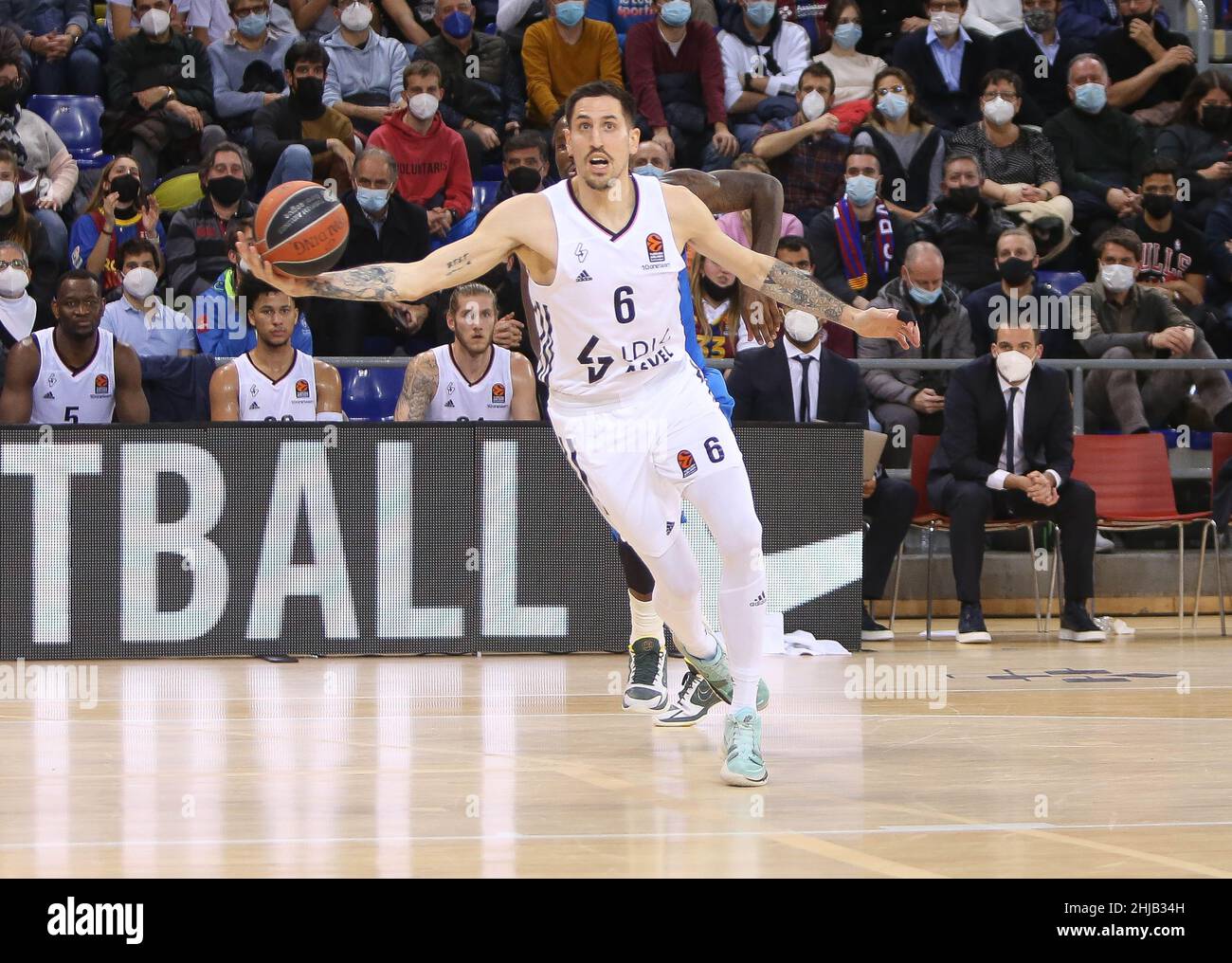 Paul Lacombe de Lyon - Villeurbanne lors du match de basket-ball EuroLeague de Turkish Airlines entre le FC Barcelone et LDLC ASVEL le 27 janvier 2022 au Palau Blaugrana à Barcelone, Espagne - photo Laurent Lairys / ABACAPRESS.COM Banque D'Images