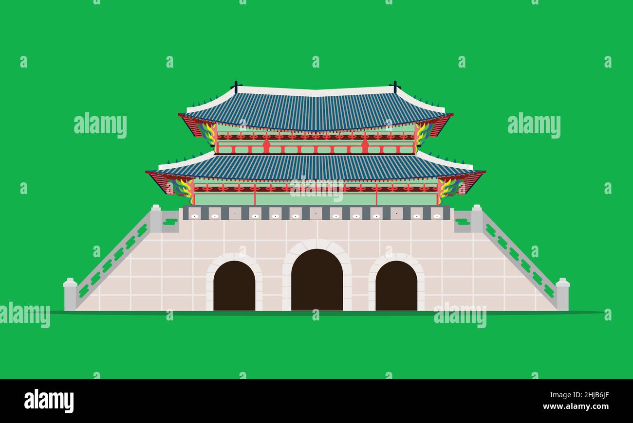 retour gwanghwamun porte gyeongbokgung palais à séoul corée du sud illustration vectorielle eps10 Illustration de Vecteur