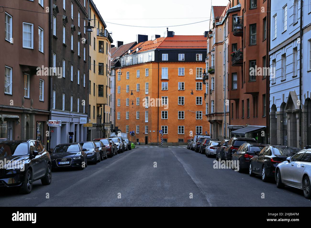 Quartier d'Ostermalm, maison résidentielle chère, Stockholm, Suède Banque D'Images