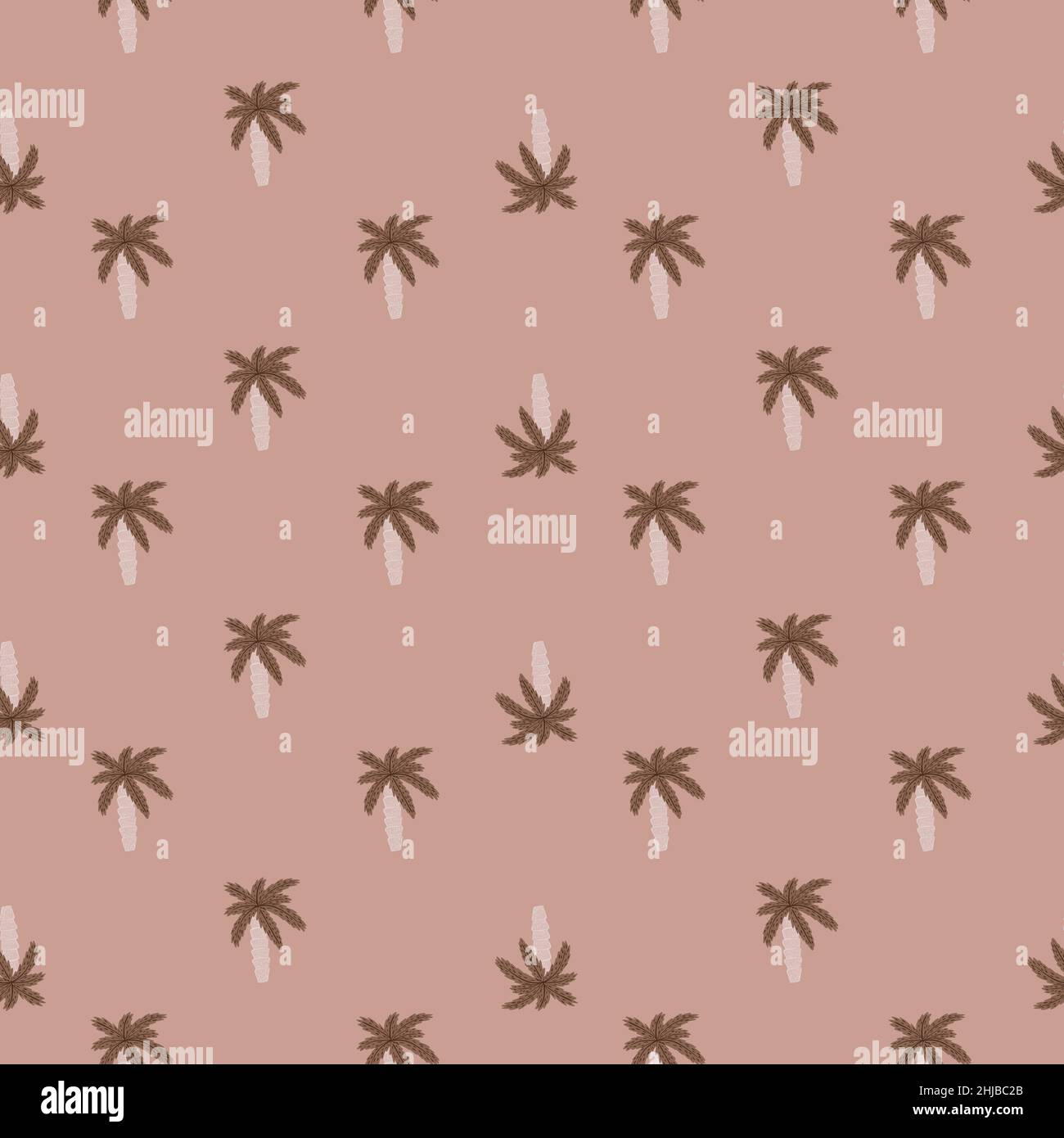 Motif sans couture avec silhouette de palmier hawaïen petit ornement.Fond rose pâle.Conception simple.Imprimé vectoriel plat pour le textile, le tissu et les cadeaux Illustration de Vecteur