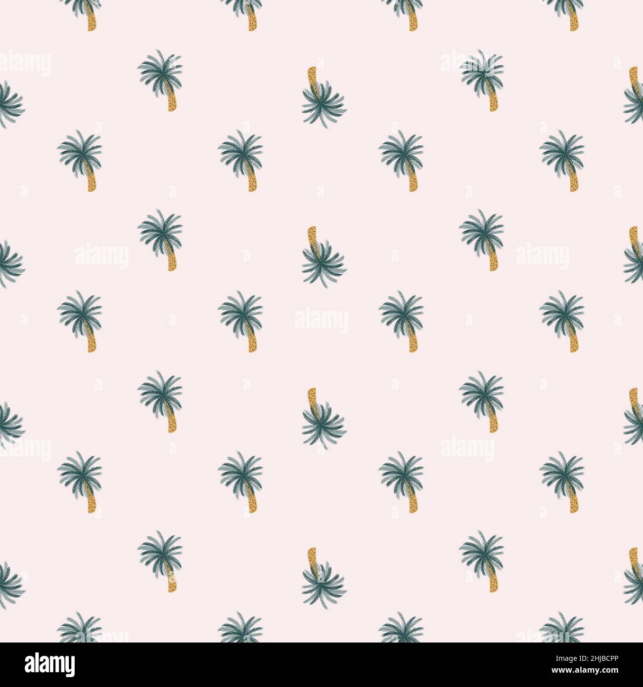 Motif tropical abstrait naturel sans couture avec petite décoration de palmier bleu marine.Fond rose pastel.Imprimé vectoriel plat pour le textile, le tissu et les cadeaux Illustration de Vecteur