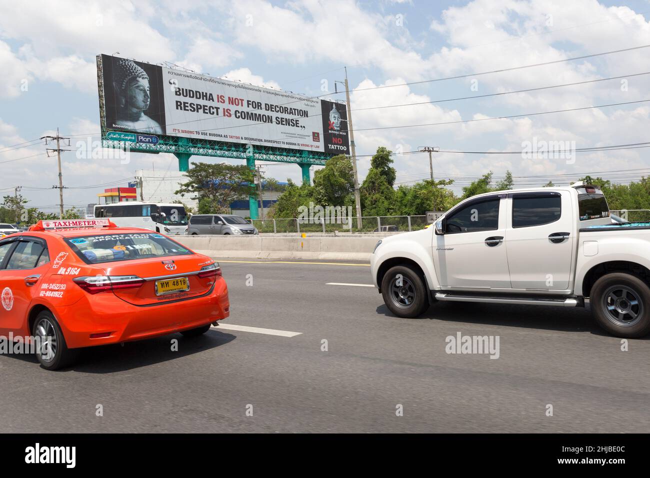 Budah n'est pas pour le panneau de rappel de décoration sur l'autoroute, Bangkok, Thaïlande Banque D'Images