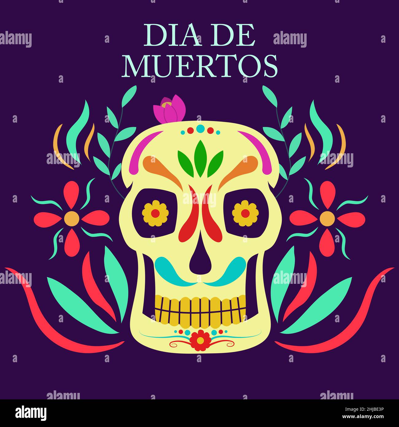 El dia de Muertos, illustrations vectorielles de la fête mexicaine des morts.Des crânes morts de dessins animés du Mexique Illustration de Vecteur