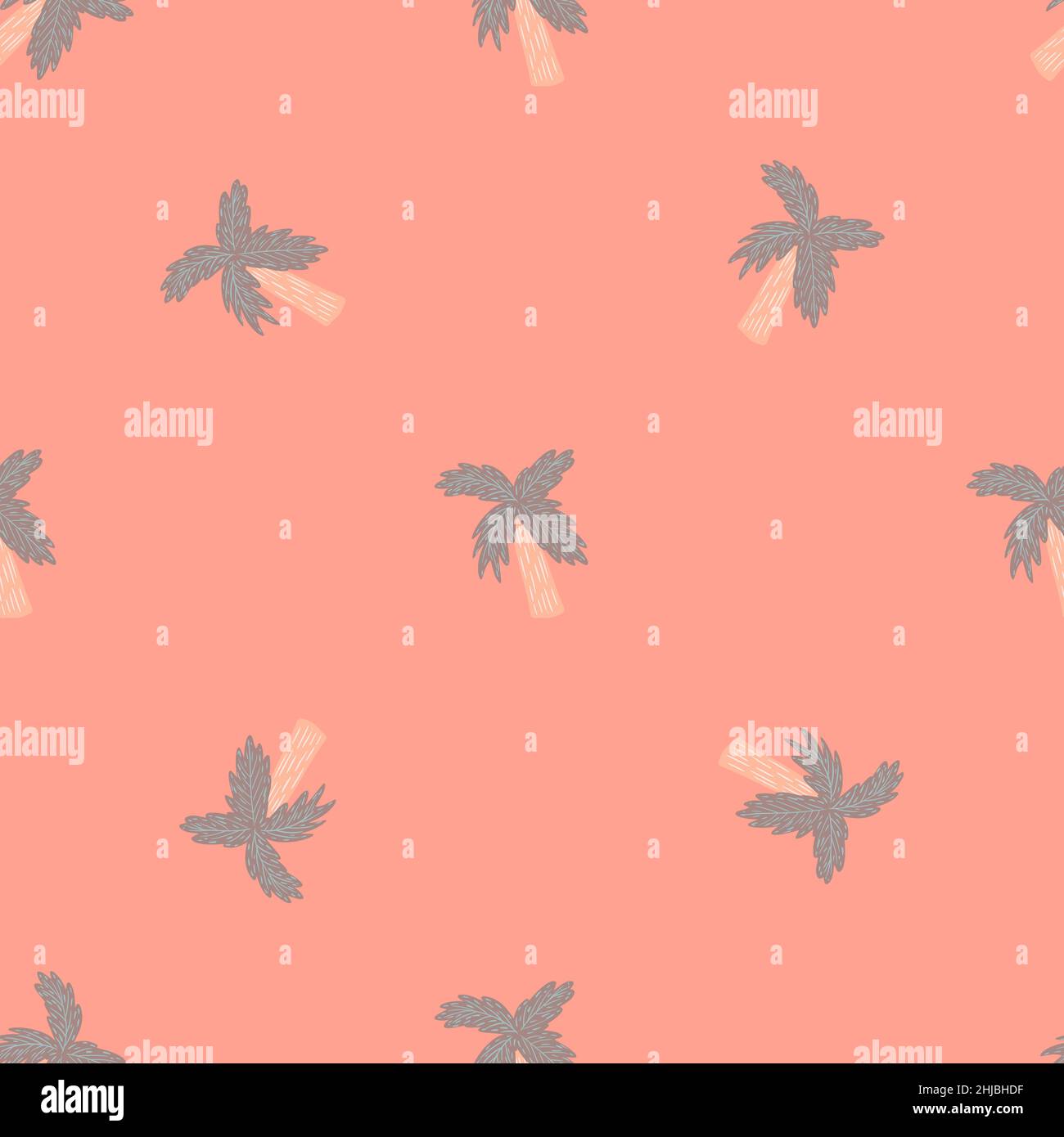 Motif minimaliste sans coutures avec décoration de palmier de couleur bleue.Fond rose.Style Doodle.Motif graphique pour le papier d'emballage et le tissu Illustration de Vecteur