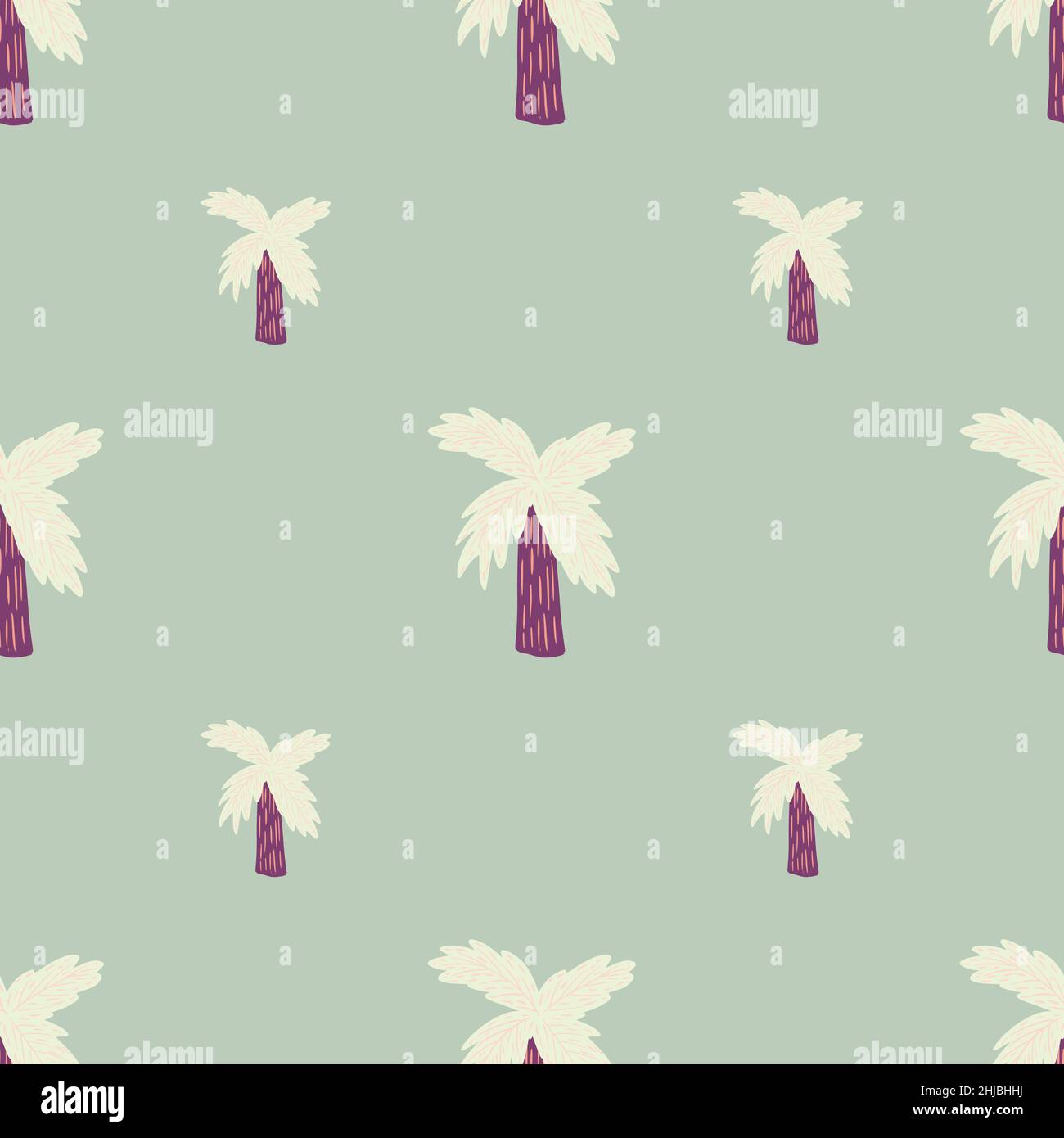 Motif abstrait simple sans couture avec formes de palmiers violets et de couleur claire.Arrière-plan vert clair.Motif graphique pour le papier d'emballage et le tissu Illustration de Vecteur