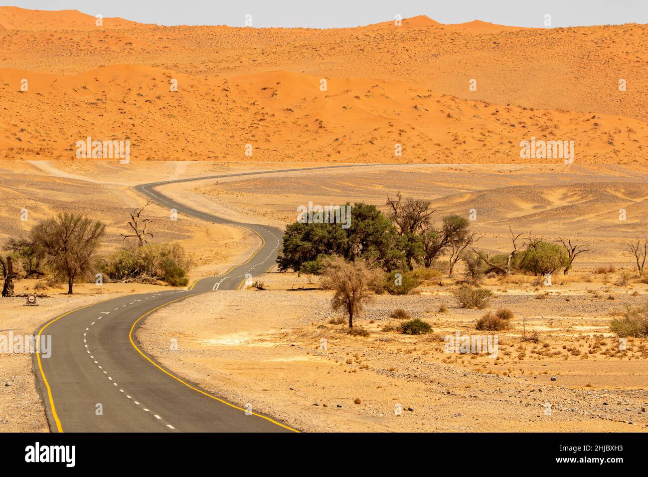 Route vers Sossusvlei, Namibie Banque D'Images