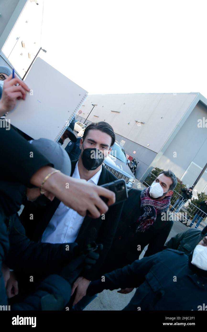 Turin, Italie.28th janvier 2022.Examen médical pour le nouveau joueur de Juventus Dusan Vlahovic le 28 janvier 2022 à Turin, Italie - photo Nderim Kaceli/DPPI crédit: DPPI Media/Alamy Live News Banque D'Images
