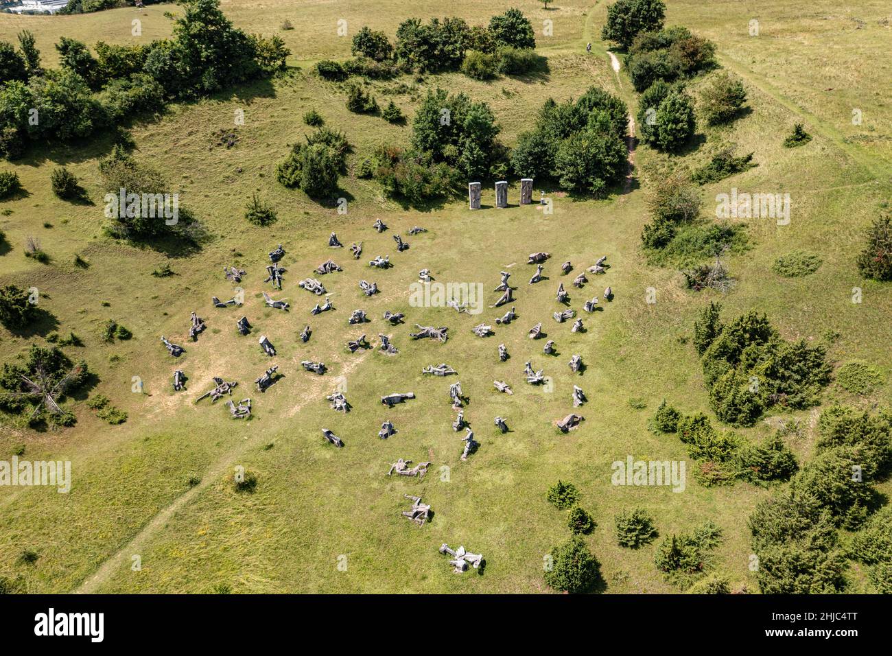 vue aérienne de figurenfeld, un point d'intérêt très spécial près d'eichstätt dans le parc naturel altmühltal, bavière, allemagne Banque D'Images
