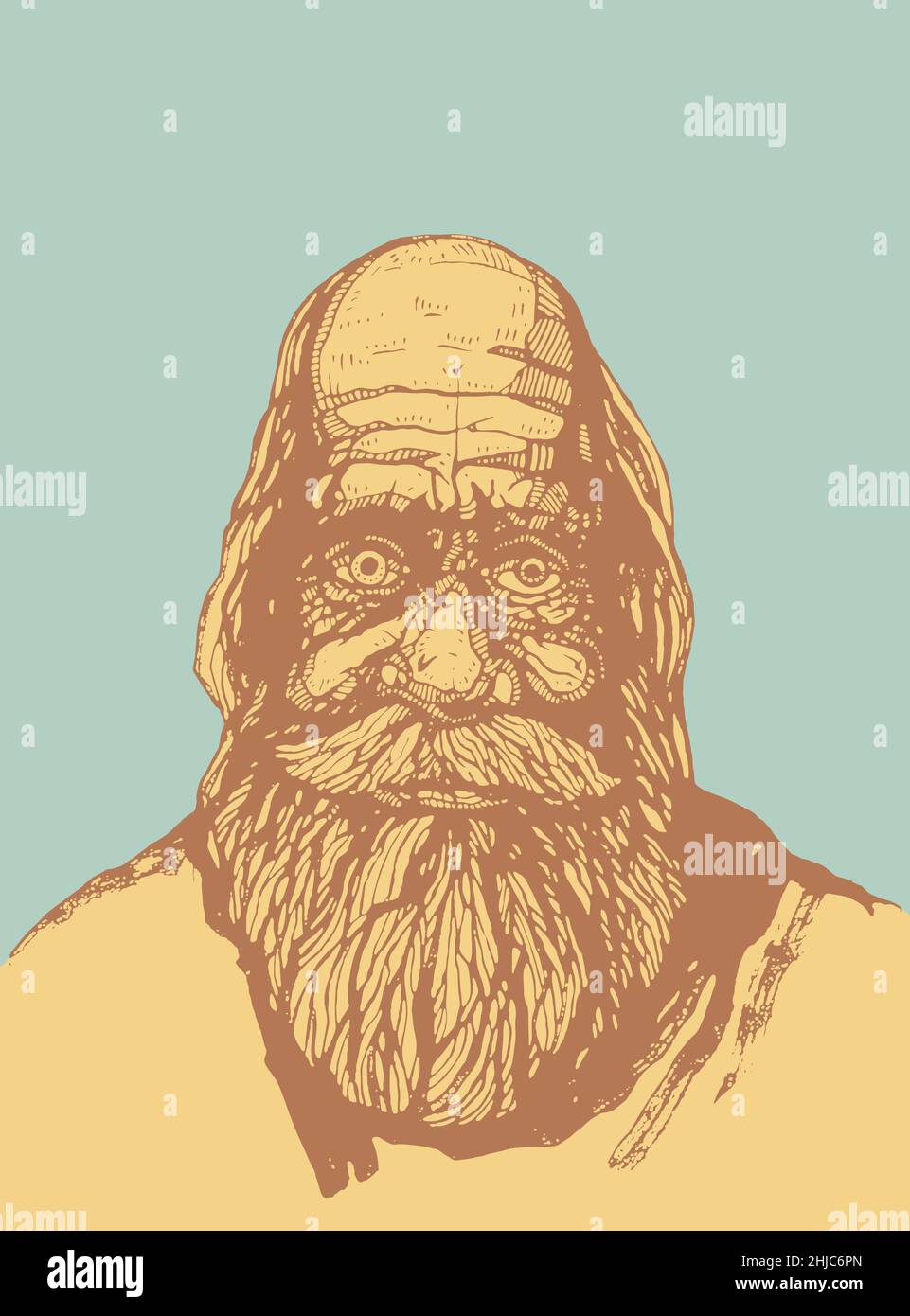 Dessin vieil homme avec barbe Banque de photographies et d’images à ...