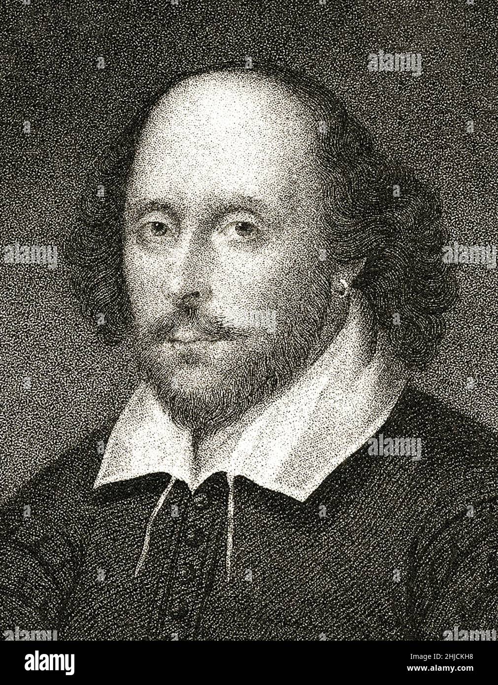 Shakespeare par John Cochran, graveur du XIXe siècle. William Shakespeare (1564 - 1616) était un célèbre poète anglais et dramaturge important, considéré comme le plus grand écrivain de la langue anglaise, et restant influent pendant des siècles. Banque D'Images
