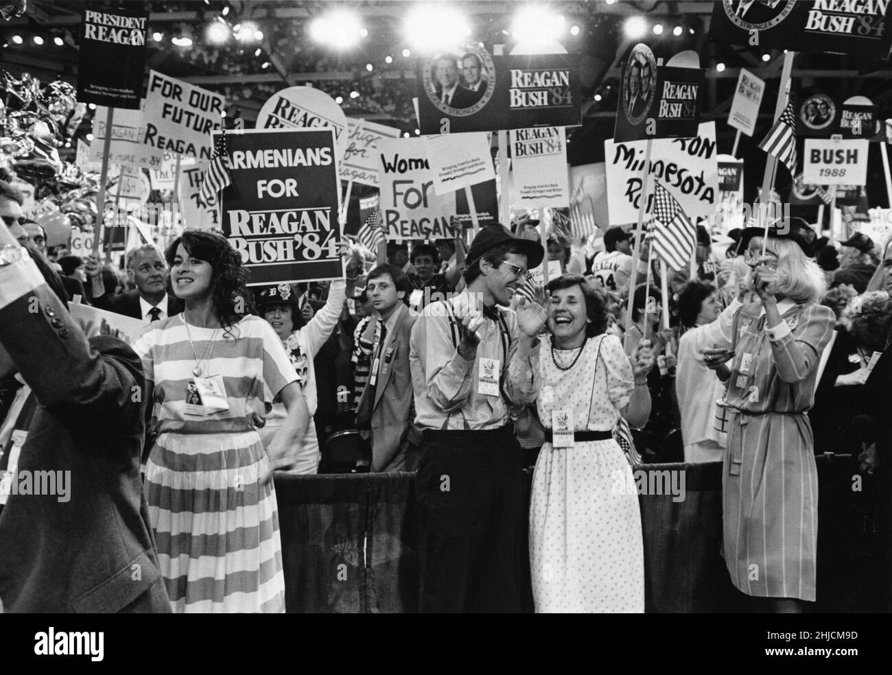 Les partisans de Reagan/Bush à la convention nationale républicaine de 1984. Banque D'Images