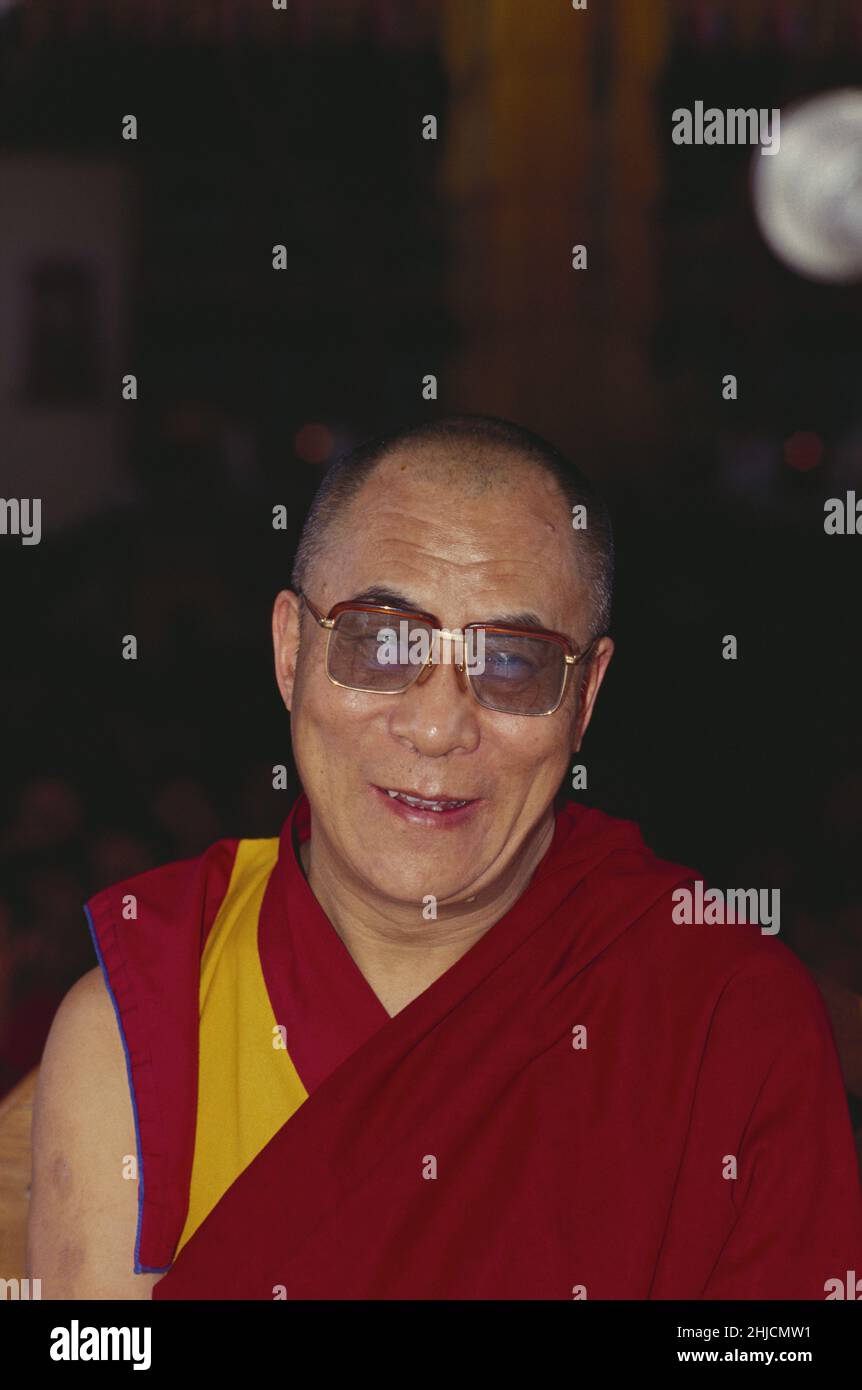Le Dalaï Lama, chef politique et spirituel du peuple tibétain.Tenzin Gyatso (né en 1935) est le Dalaï Lama de 14th.Il a reçu le Prix Nobel de la paix en 1989. Banque D'Images