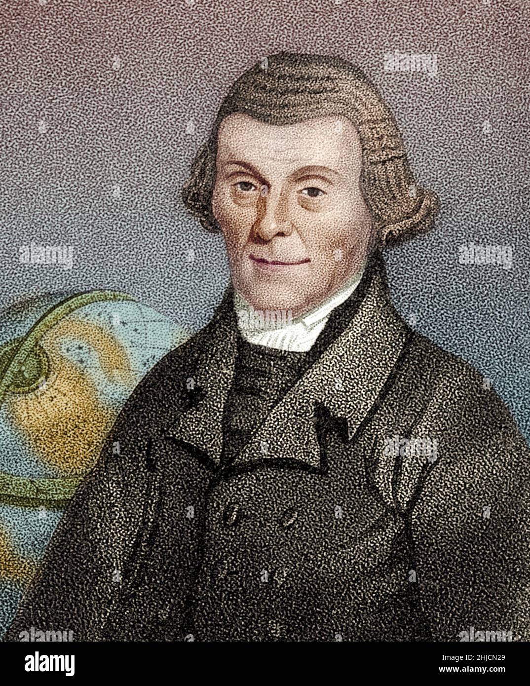 Henry Andrews (1744-1820), astronome et mathématicien anglais.Colorisation d'une gravure en 19th siècle par T. Blood d'après J. Watson. Banque D'Images
