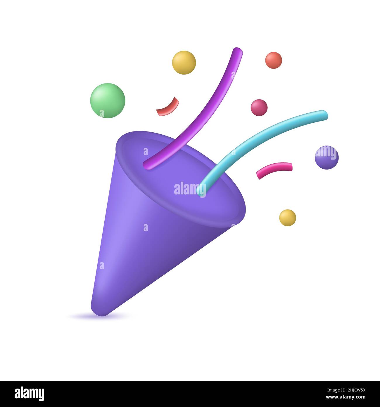 Icône de fête confetti.3d rendu Illustration de Vecteur