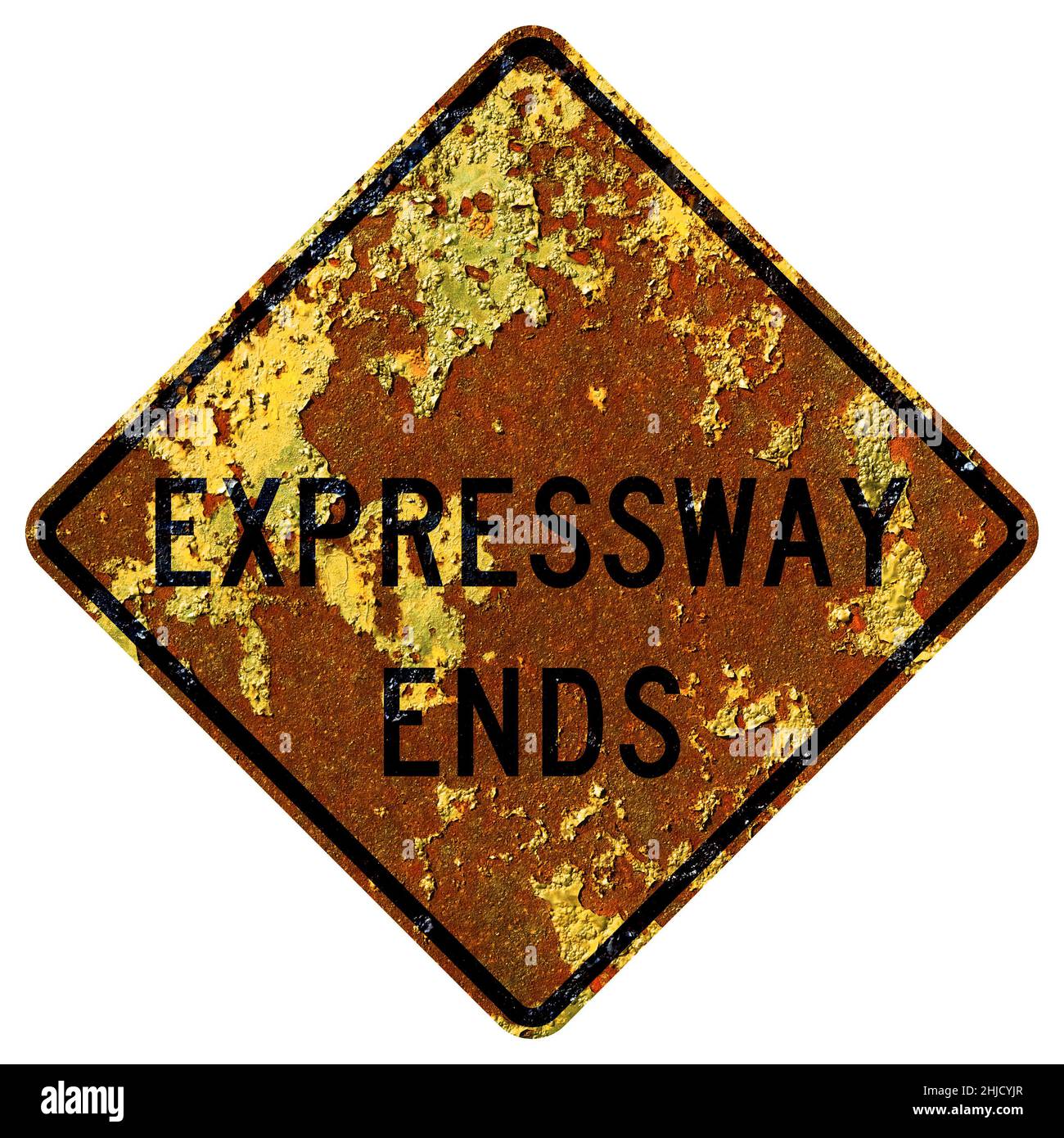 Panneau Old Rusty American Road - Expressway se termine Banque D'Images