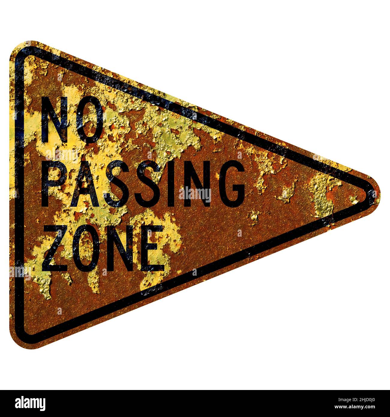 Panneau Old Rusty American Road - No Passing zone Banque D'Images