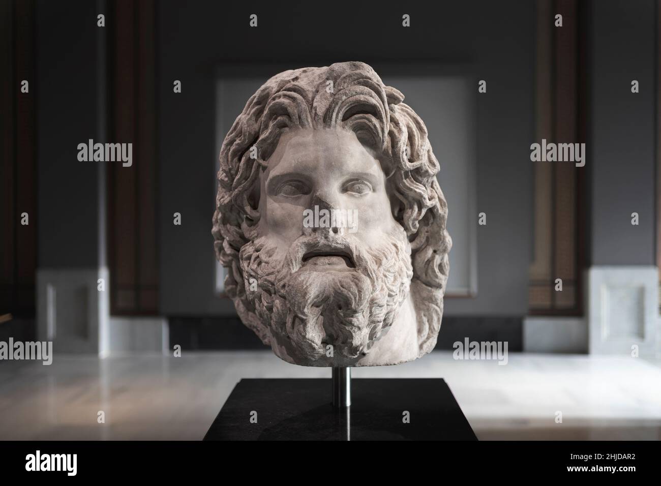 Marble Head of Greek God Zeus, 3rd-2nd Century BC de Troy.Musée archéologique d'Istanbul. Banque D'Images