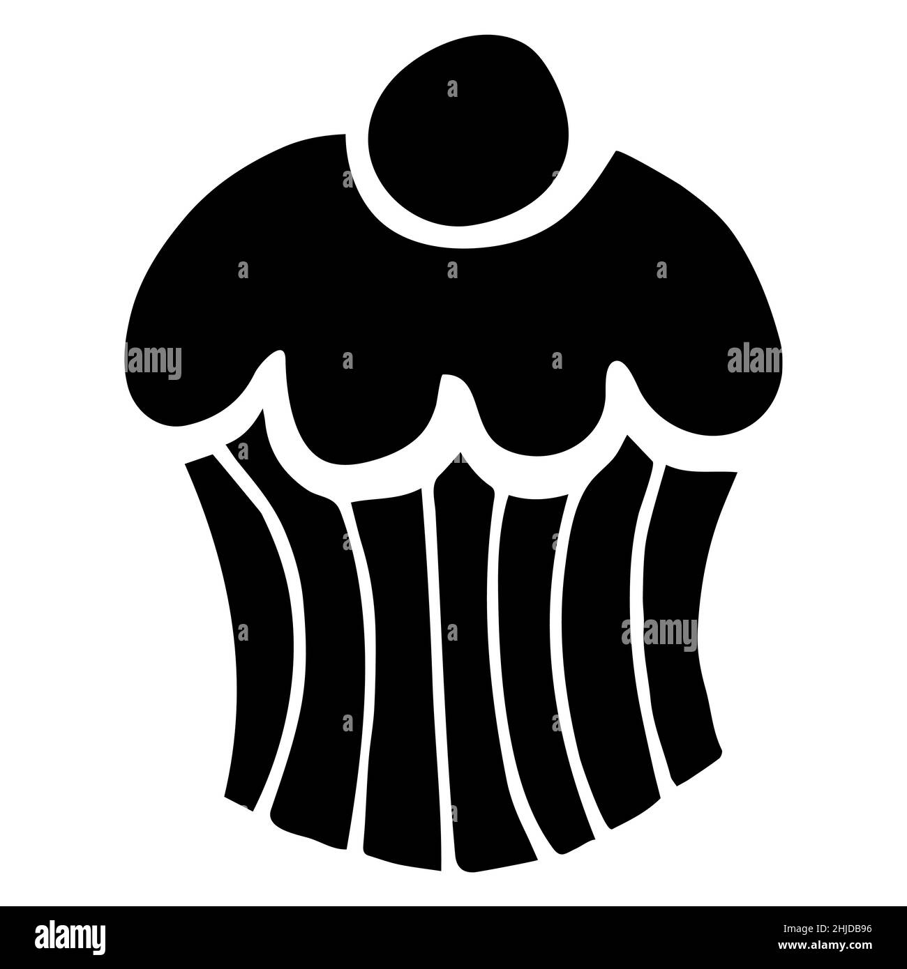 Isoler l'illustration noir et blanc du gâteau. Icône de muffin ou panneau pour café, produit ou menu Illustration de Vecteur