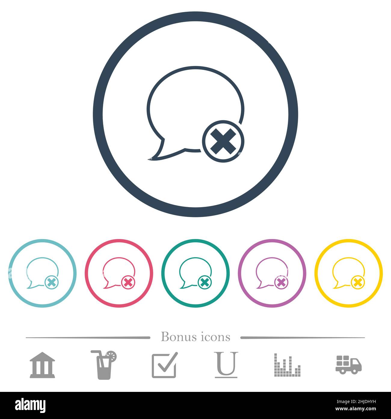 Annuler le contour du message icônes de couleur plate dans les contours ronds.6 icônes bonus incluses. Illustration de Vecteur