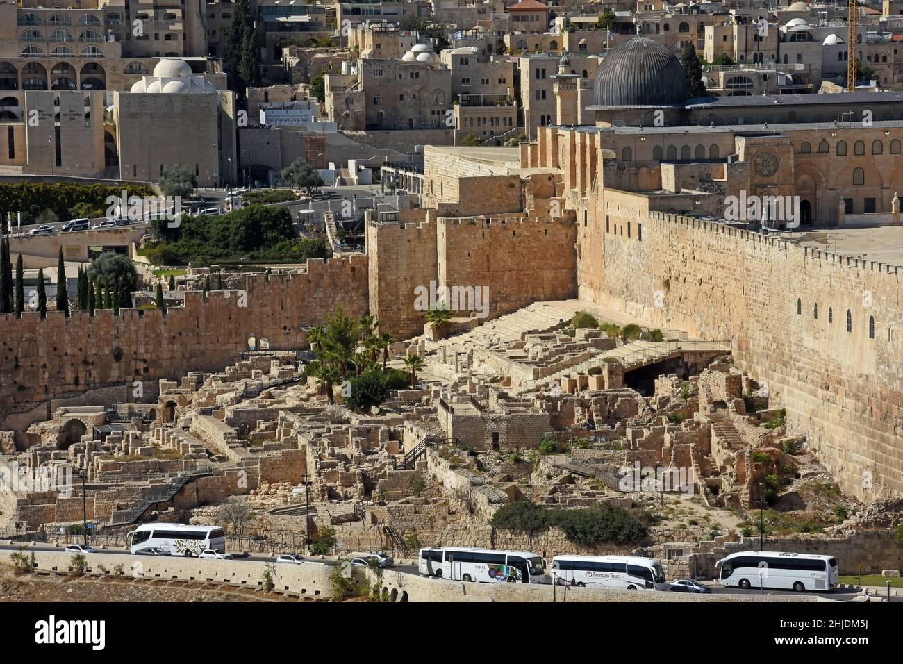 Archéologie du mont du Temple, Jérusalem, Israël Banque D'Images