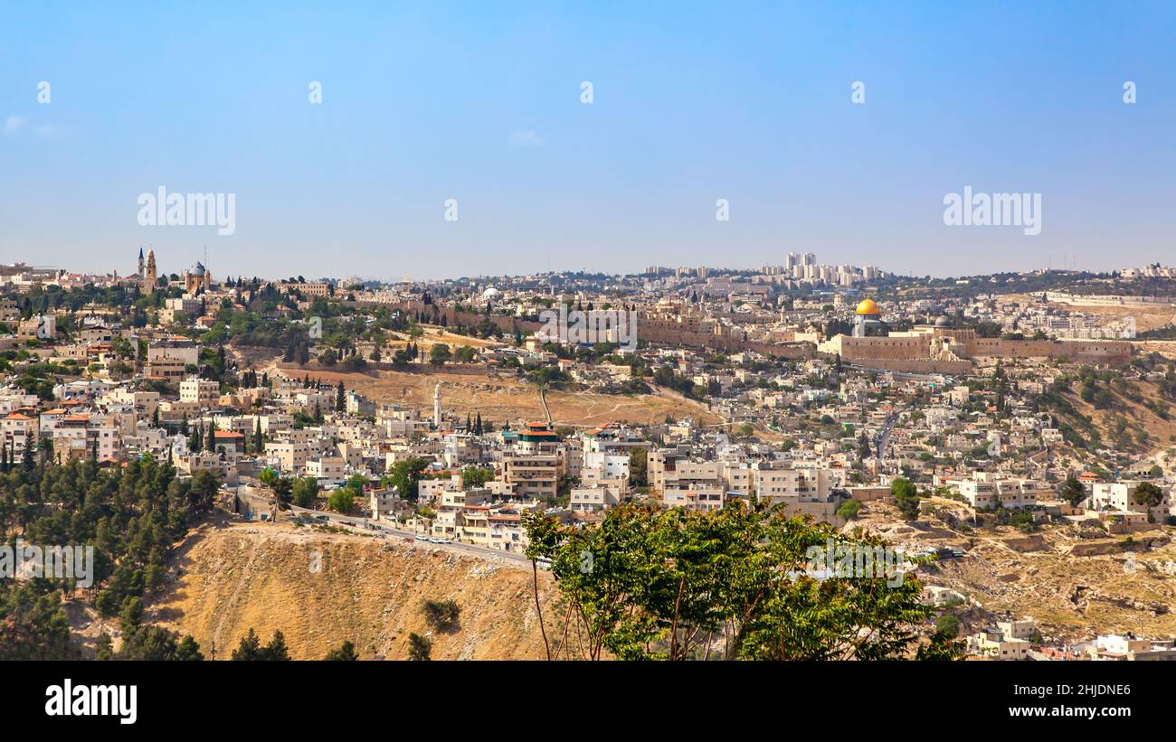 Vue panoramique sur la ville de Jérusalem, Israël.Paysage urbain Banque D'Images