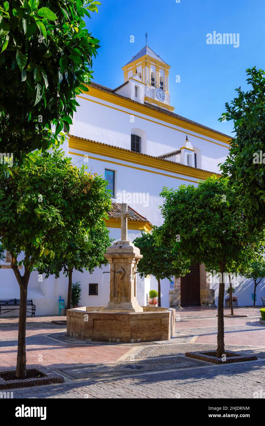Quartier historique de Marbella plaza de la iglesia, Andalousie Banque D'Images