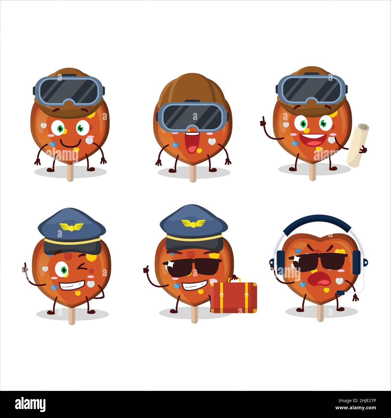 Pilot caricature mascotte orange lipop amour avec des verres.Illustration vectorielle Illustration de Vecteur