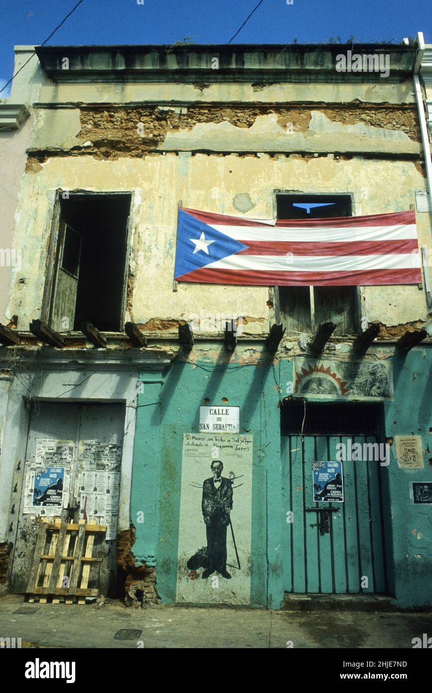 etats-unis porto rico le quartier de la perla san juan drapeau cubain Banque D'Images
