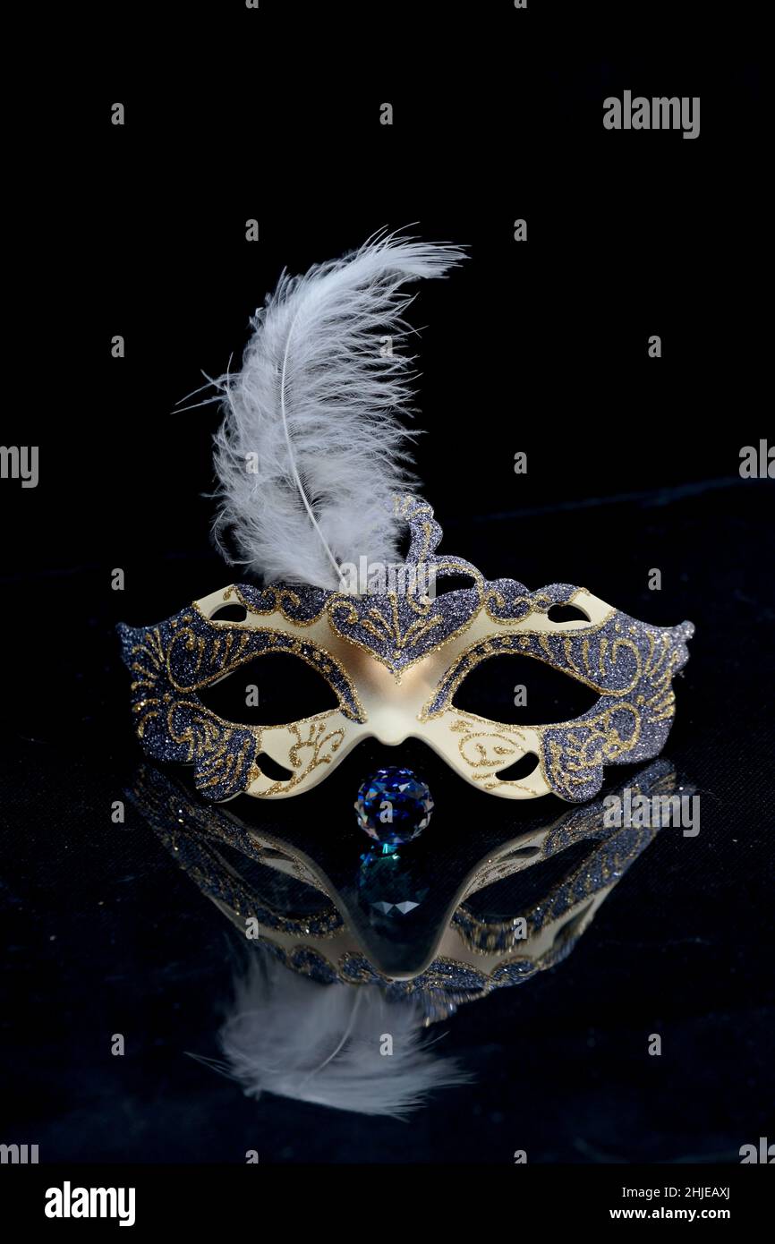 Un magnifique masque vénitien sur une surface réfléchissante Banque D'Images